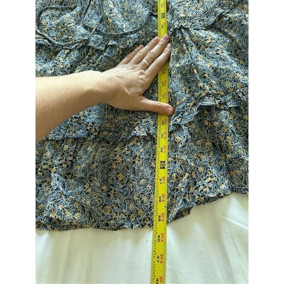 Anthropologie Kira Off Shoulder Blue Peasant Dress Drawstring Waist Sz 2p - Picture 6 of 9